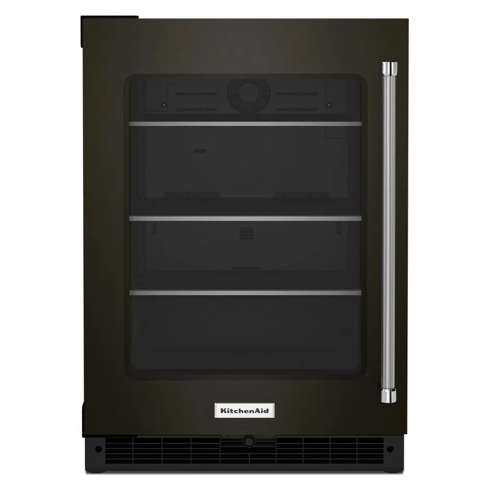 24" Undercounter Refrigerator with Glass Door and Shelves with Metallic Accents and with PrintShield® Finish KURL314KBS