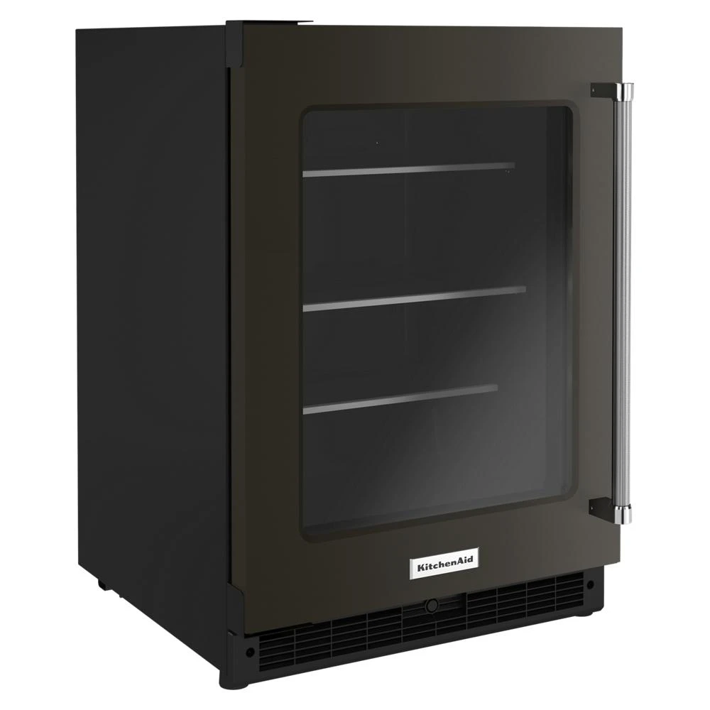24" Undercounter Refrigerator with Glass Door and Shelves with Metallic Accents and with PrintShield® Finish KURL314KBS