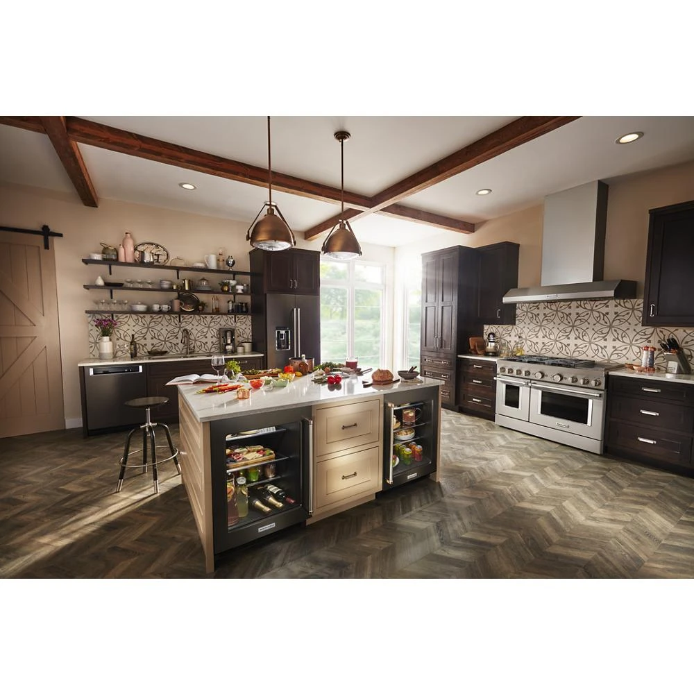 24" Undercounter Refrigerator with Glass Door and Shelves with Metallic Accents and with PrintShield® Finish KURL314KBS
