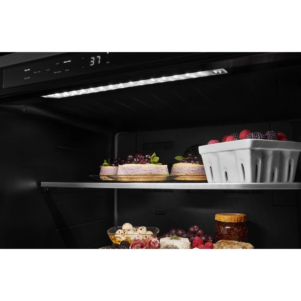 24" Undercounter Refrigerator with Glass Door and Shelves with Metallic Accents and with PrintShield® Finish KURL314KBS