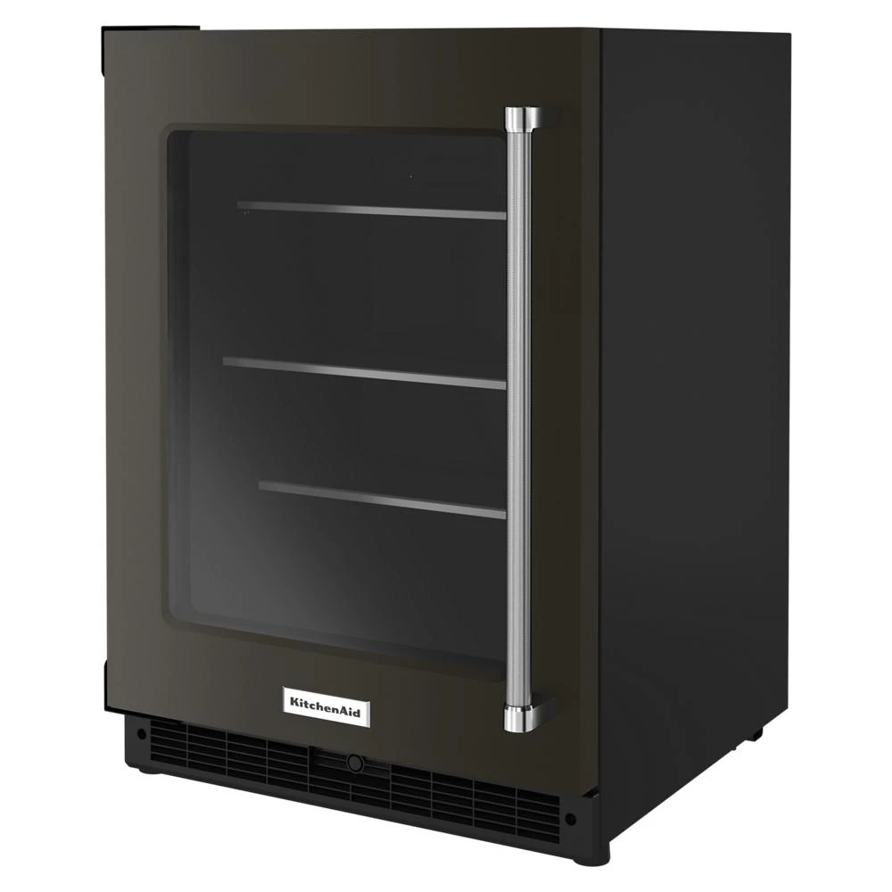 24" Undercounter Refrigerator with Glass Door and Shelves with Metallic Accents and with PrintShield® Finish KURL314KBS