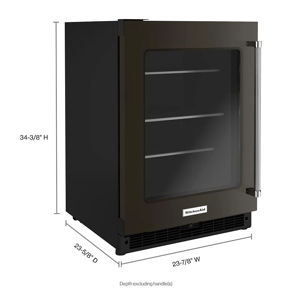 24" Undercounter Refrigerator with Glass Door and Shelves with Metallic Accents and with PrintShield® Finish KURL314KBS