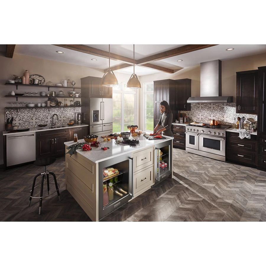 24" Undercounter Refrigerator with Glass Door and Shelves with Metallic Accents view 8