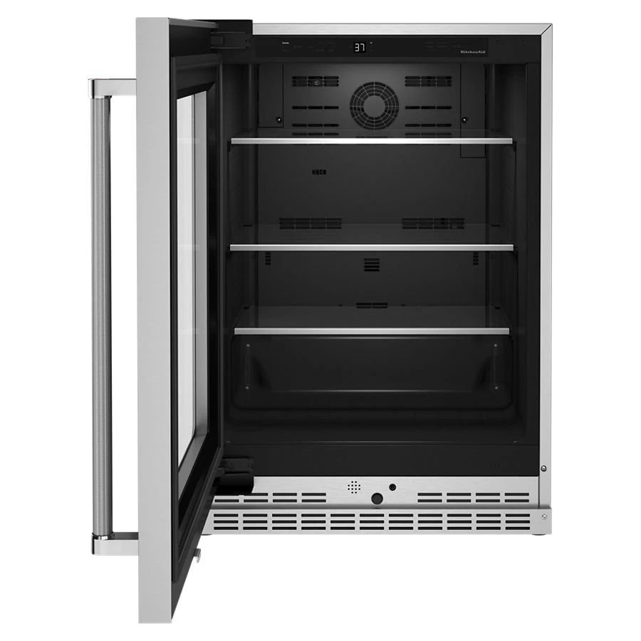 24" Undercounter Refrigerator with Glass Door and Shelves with Metallic Accents view 4