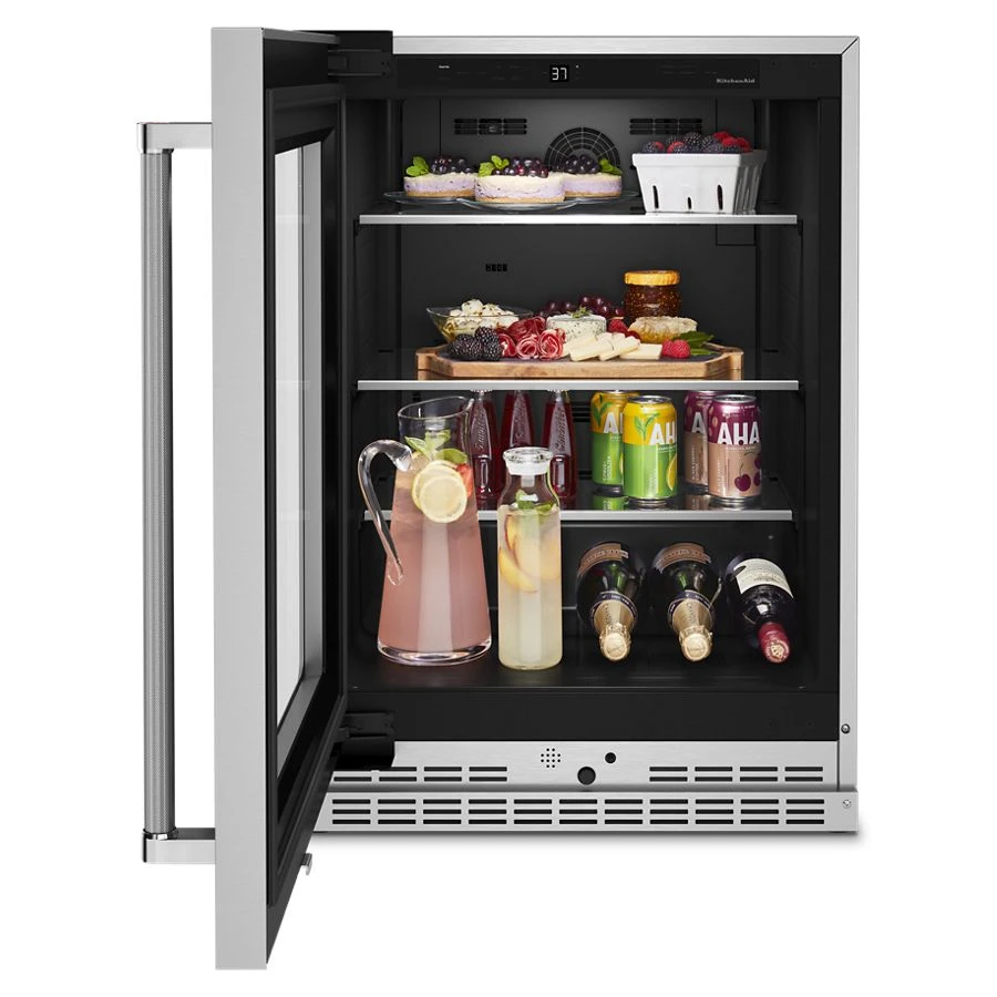 24" Undercounter Refrigerator with Glass Door and Shelves with Metallic Accents view 5