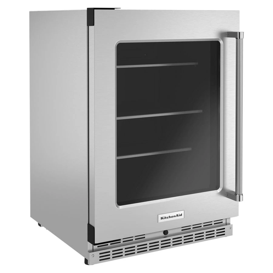 24" Undercounter Refrigerator with Glass Door and Shelves with Metallic Accents view 2