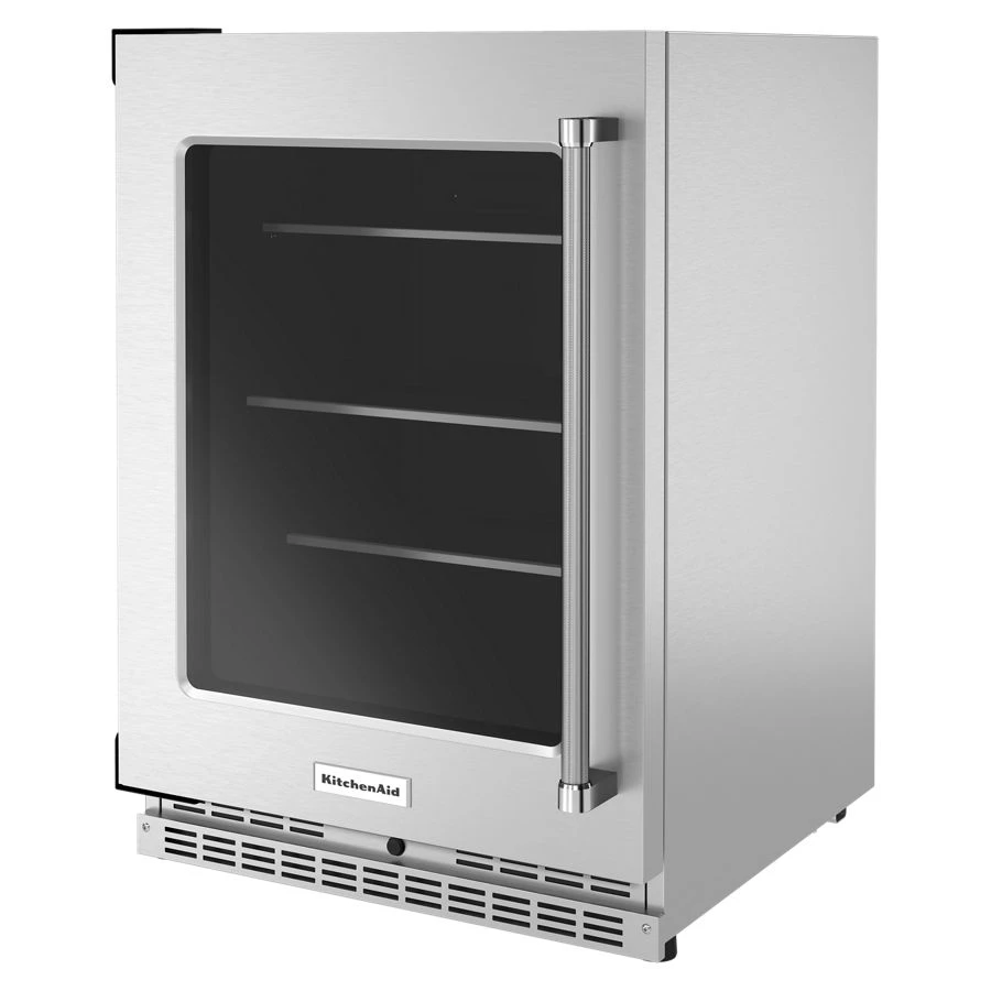 24" Undercounter Refrigerator with Glass Door and Shelves with Metallic Accents view 3