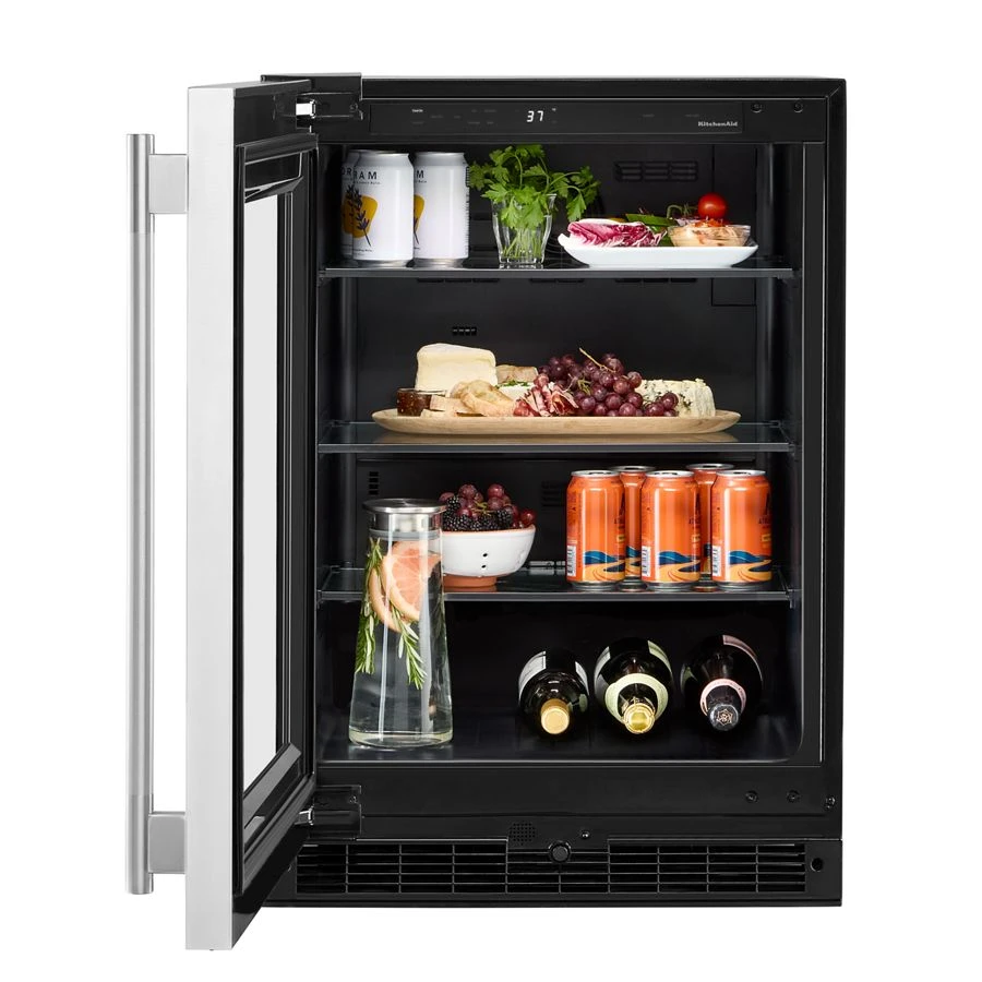 24" Undercounter Refrigerator With Glass Door KURL324SSB