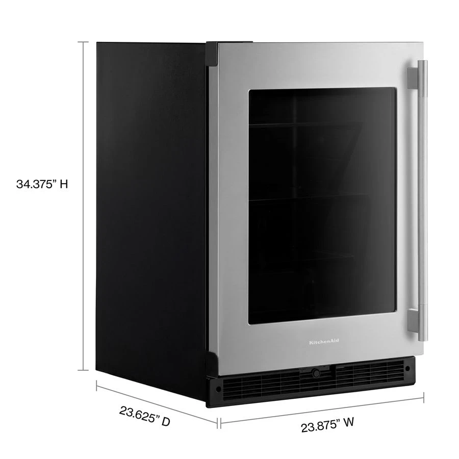 24" Undercounter Refrigerator With Glass Door KURL324SSB