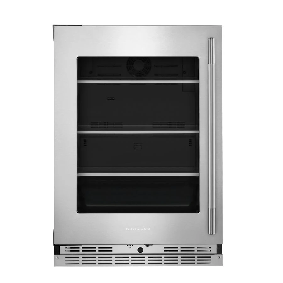 24" Undercounter Refrigerator With Glass Door And Shelves With Metallic Accents KURL524SPS