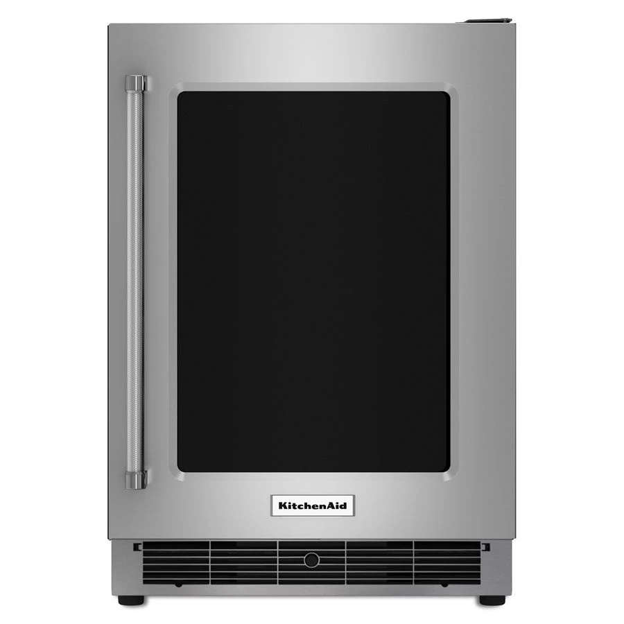 24" Undercounter Refrigerator with Glass Door and Metal Trim Shelves KURR304ESS