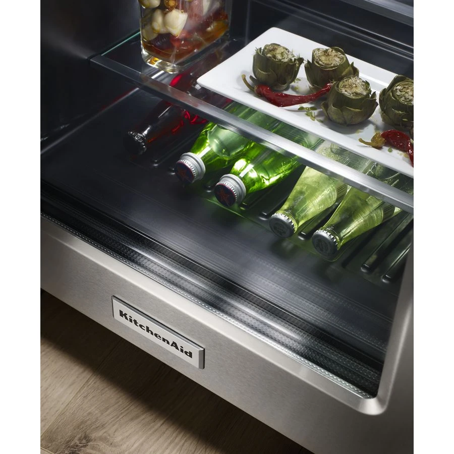 24" Undercounter Refrigerator with Glass Door and Metal Trim Shelves KURR304ESS