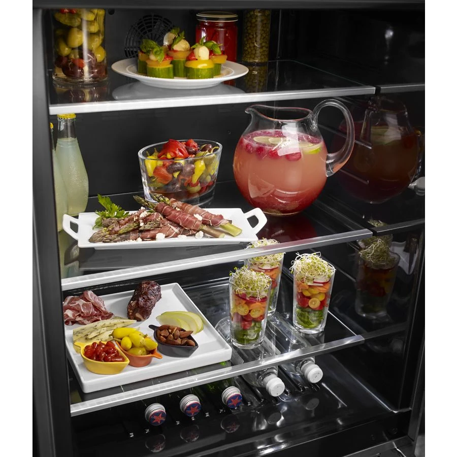 24" Undercounter Refrigerator with Glass Door and Metal Trim Shelves KURR304ESS