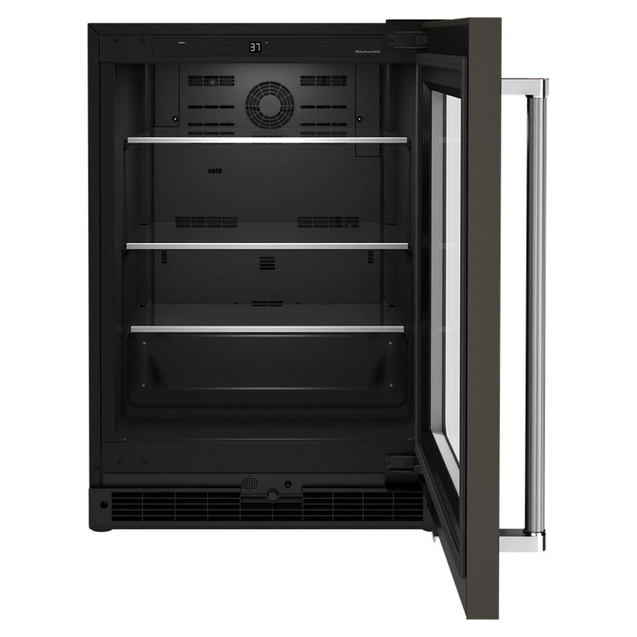 24" Undercounter Refrigerator with Glass Door and Shelves with Metallic Accents and PrintShield Finish view 4
