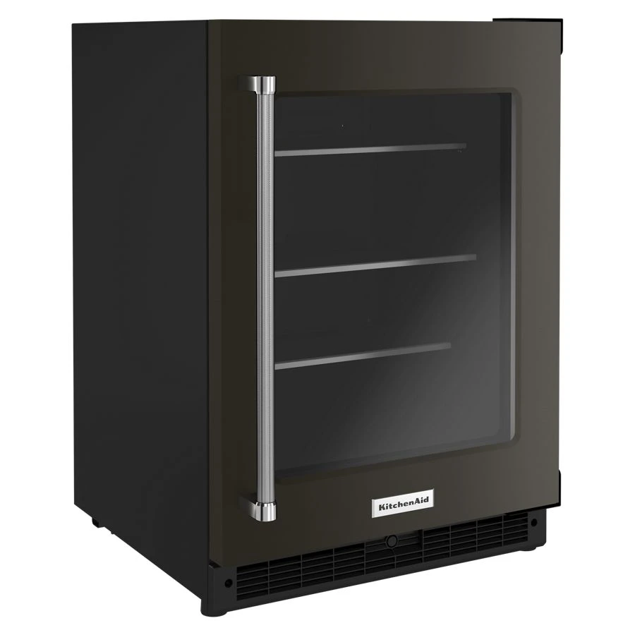 24" Undercounter Refrigerator with Glass Door and Shelves with Metallic Accents and PrintShield Finish view 3