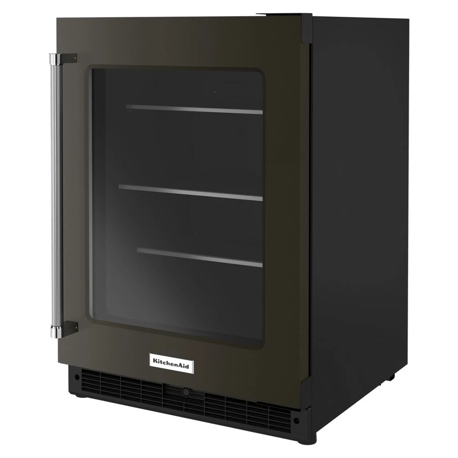 24" Undercounter Refrigerator with Glass Door and Shelves with Metallic Accents and PrintShield Finish view 2