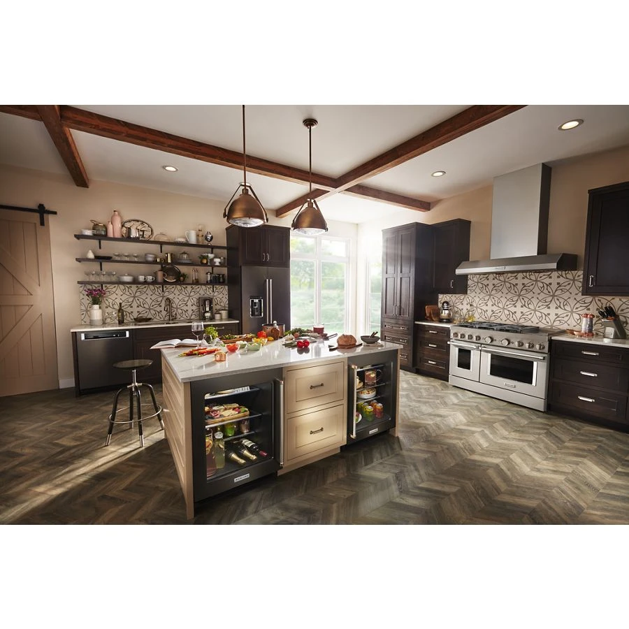 24" Undercounter Refrigerator with Glass Door and Shelves with Metallic Accents and PrintShield Finish view 7