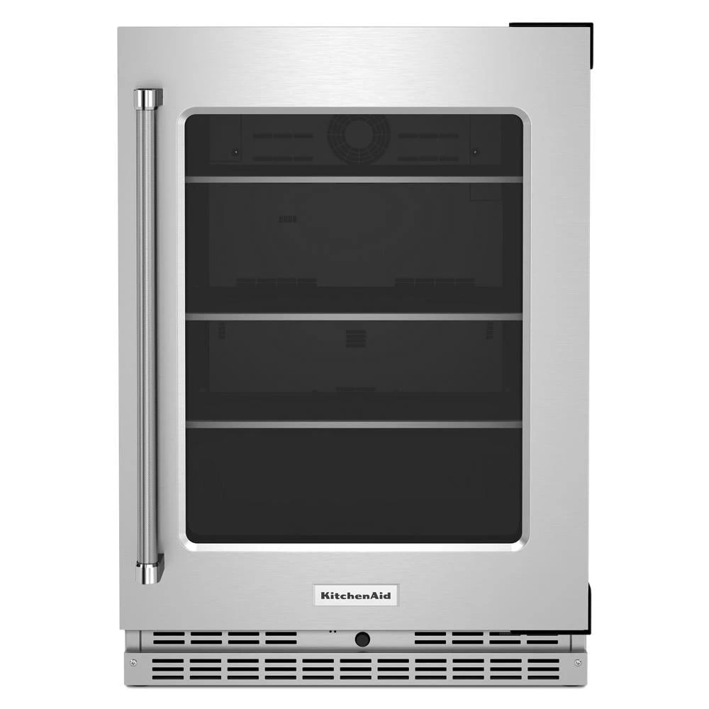 24" Undercounter Refrigerator with Glass Door and Shelves with Metallic Accents KURR314KSS