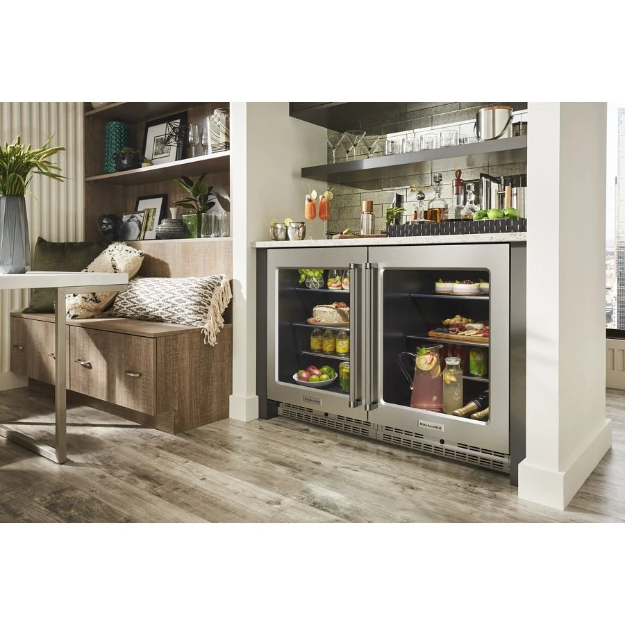 24" Undercounter Refrigerator with Glass Door and Shelves with Metallic Accents view 7