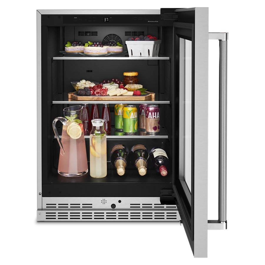24" Undercounter Refrigerator with Glass Door and Shelves with Metallic Accents view 5