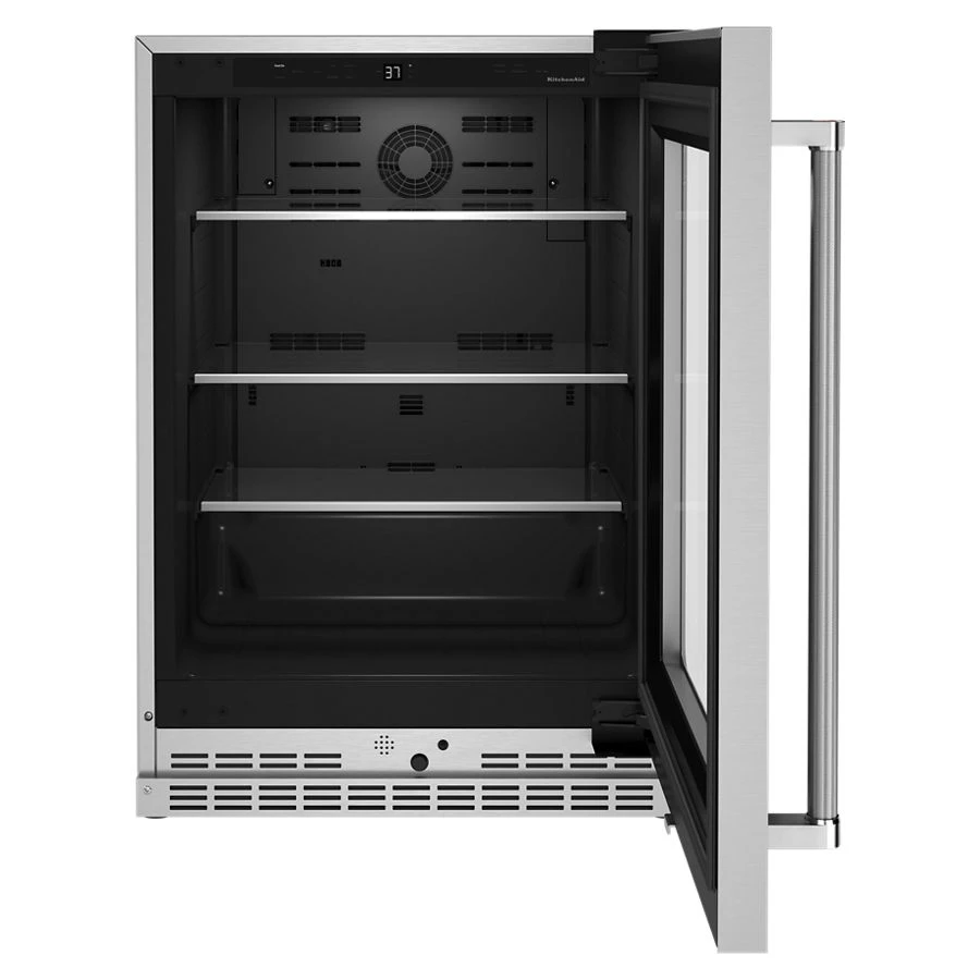 24" Undercounter Refrigerator with Glass Door and Shelves with Metallic Accents view 4
