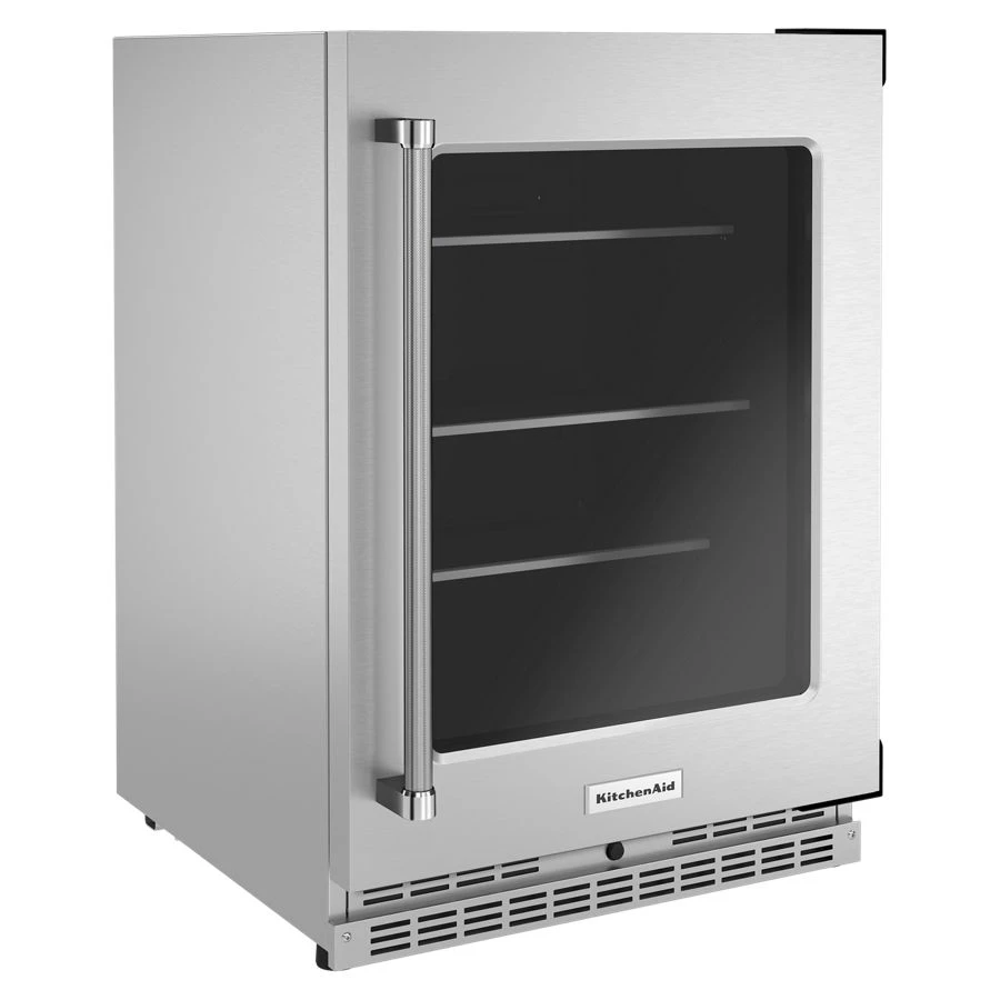 24" Undercounter Refrigerator with Glass Door and Shelves with Metallic Accents view 3
