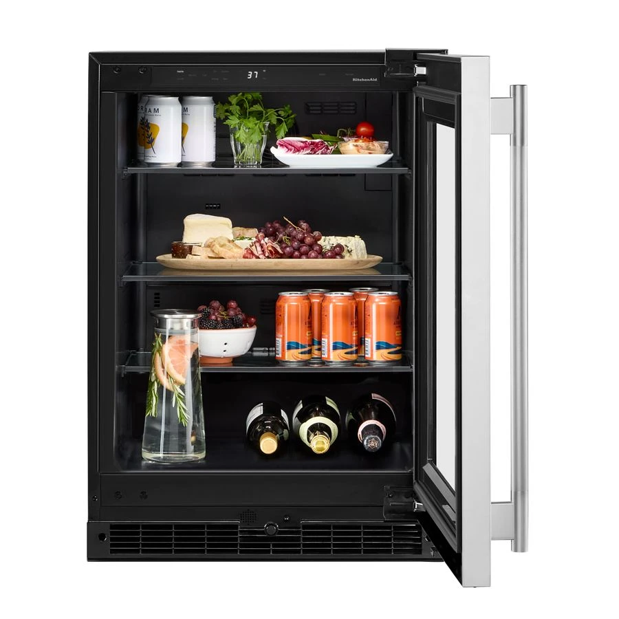 24" Undercounter Refrigerator With Glass Door KURR324SSB