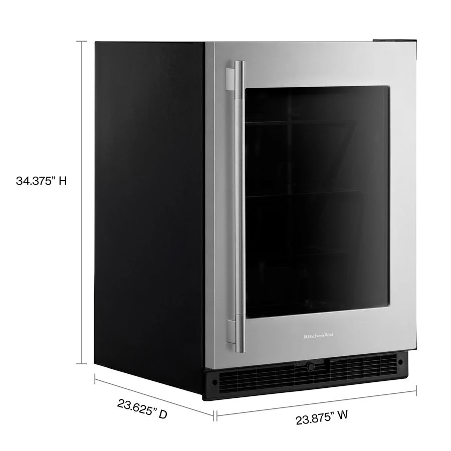 24" Undercounter Refrigerator With Glass Door KURR324SSB