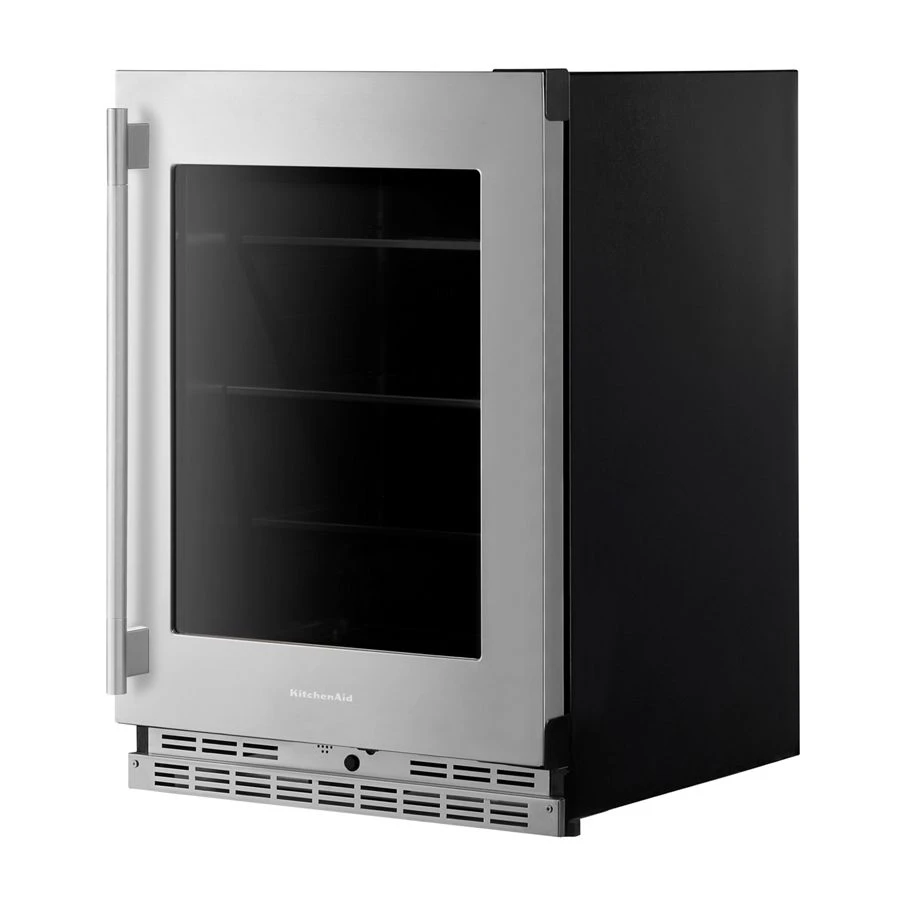 24" Undercounter Refrigerator With Glass Door And Shelves With Metallic Accents KURR524SPS