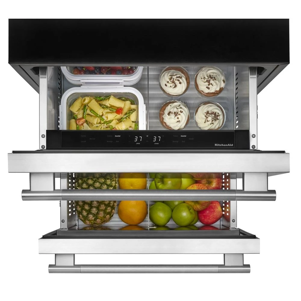 24" Stainless Steel Undercounter Double-Drawer Refrigerator view 2