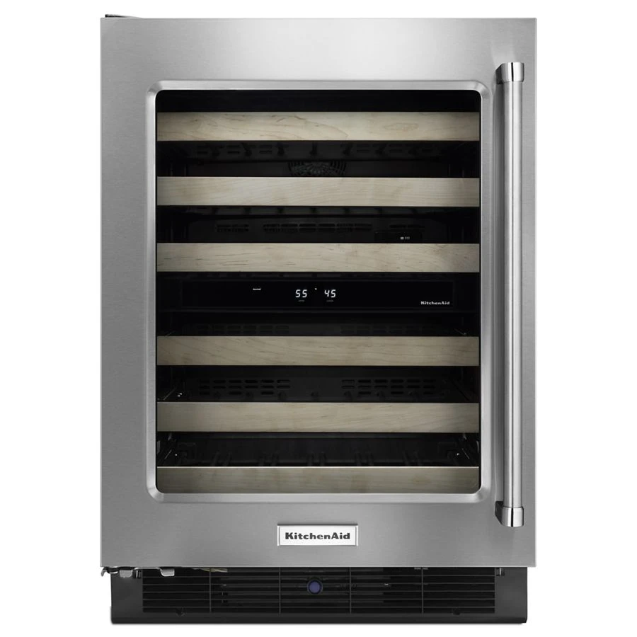 24" Wine Cellar with Glass Door and Wood-Front Racks KUWL204ESB