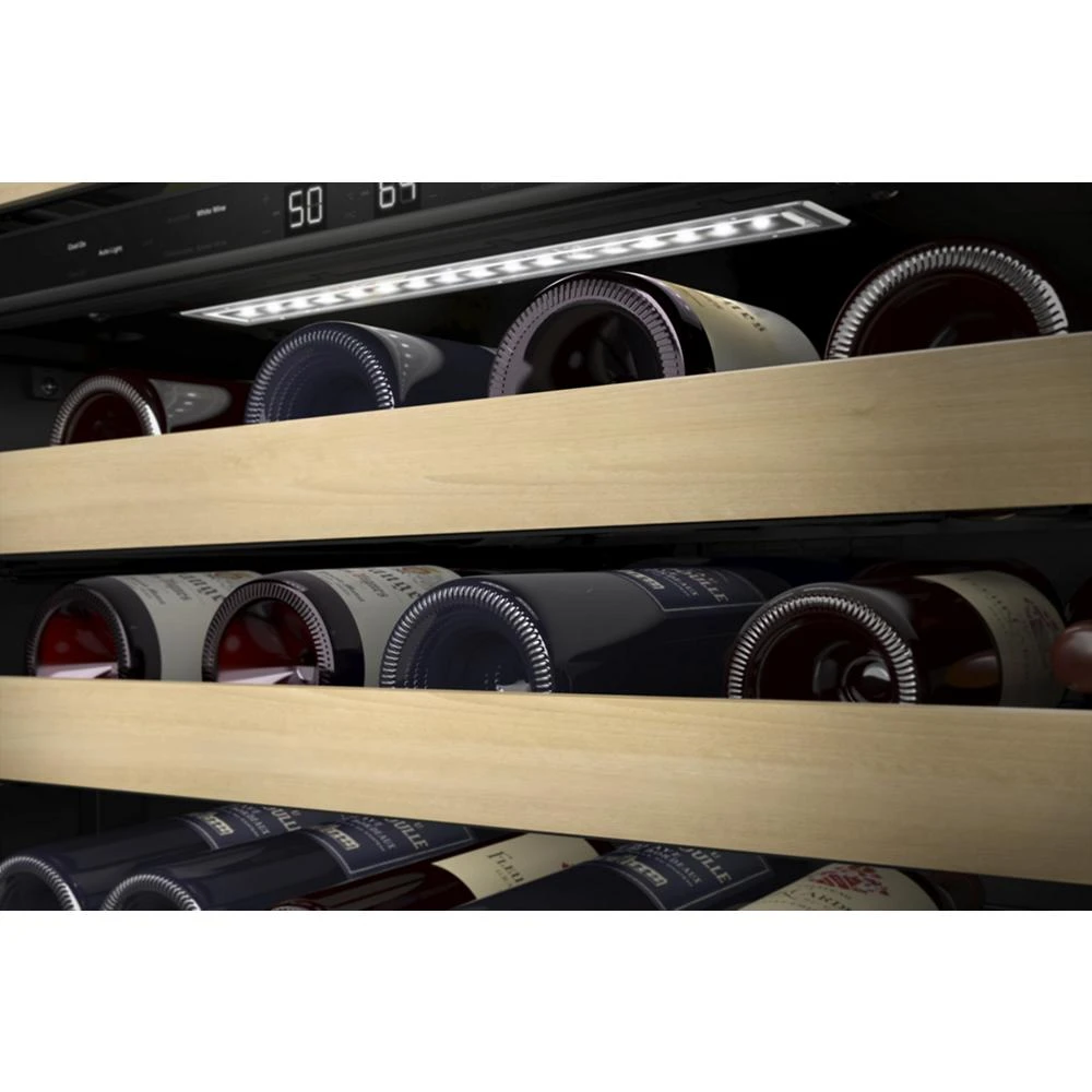 24" Undercounter Wine Cellar with Glass Door and Wood-Front Racks KUWL214KSB
