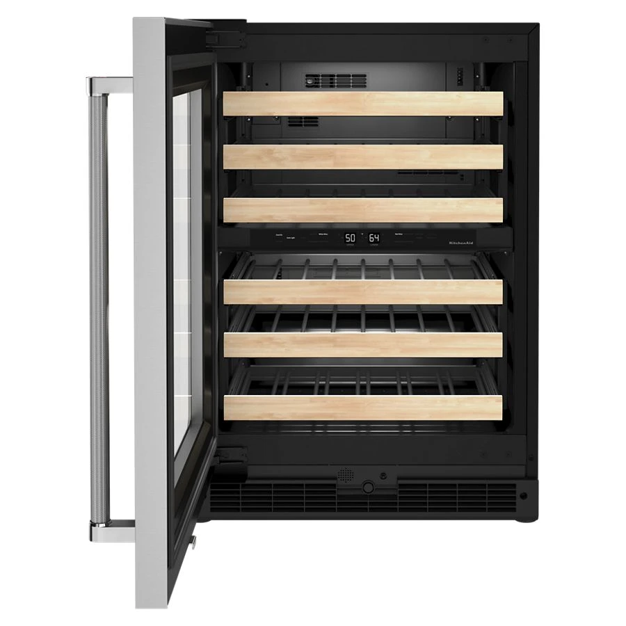 24" Undercounter Wine Cellar with Glass Door and Wood-Front Racks view 4