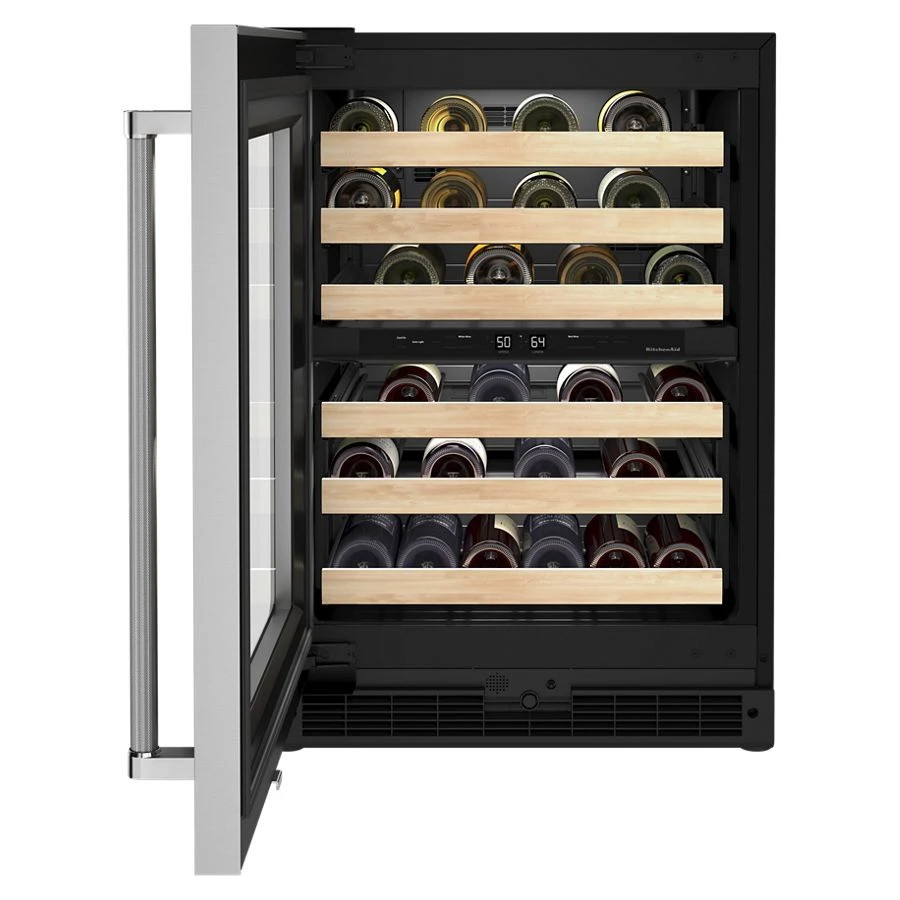 24" Undercounter Wine Cellar with Glass Door and Wood-Front Racks view 5