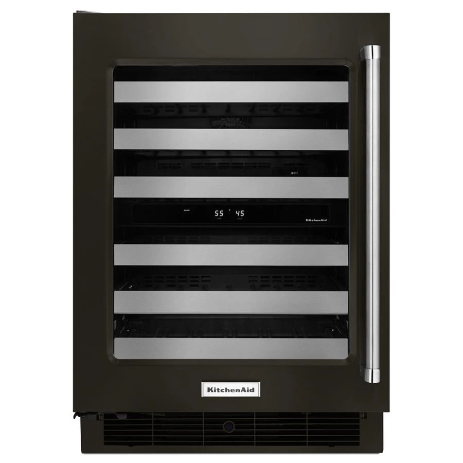 24" Wine Cellar with Glass Door and Metal-Front Racks KUWL304EBS