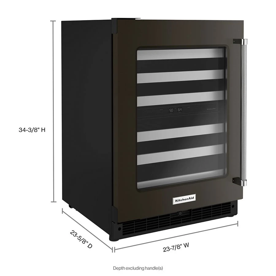 24" Undercounter Wine Cellar with Glass Door and Metal-Front Racks KUWL314KBS