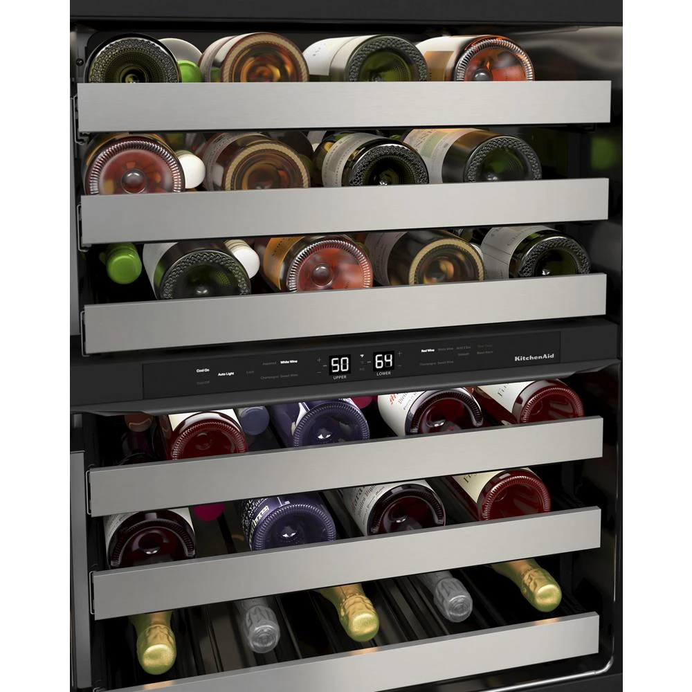 24" Undercounter Wine Cellar with Glass Door and Metal-Front Racks KUWL314KSS