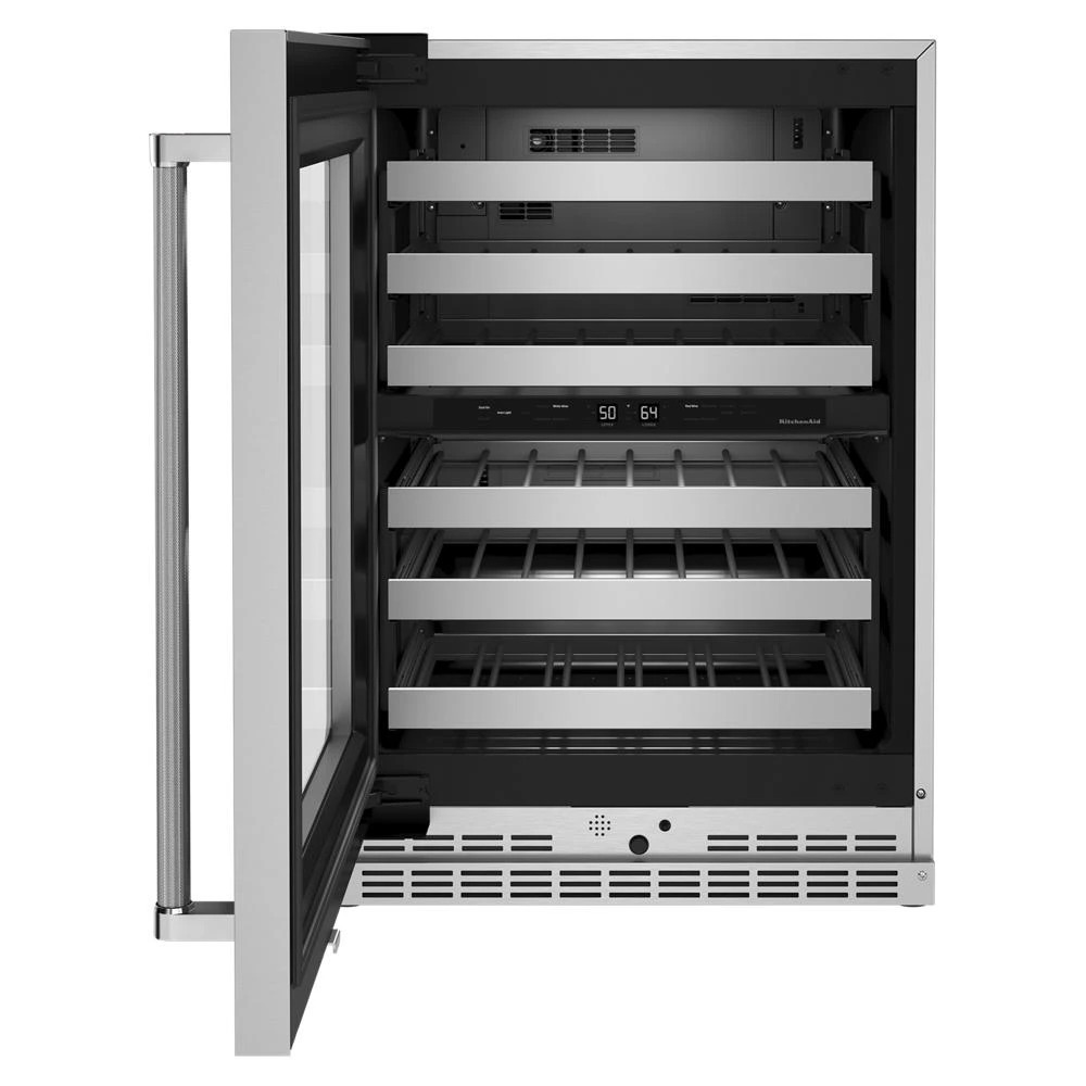 24" Undercounter Wine Cellar with Glass Door and Metal-Front Racks KUWL314KSS