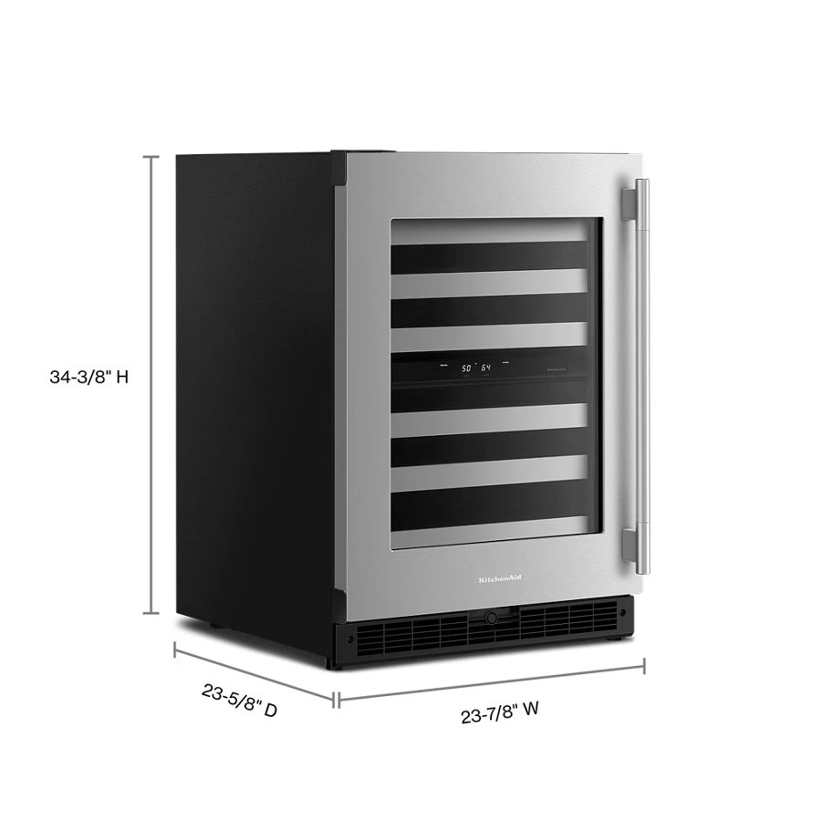 24" Undercounter Wine Cellar With Full-extension Metal-front Racks KUWL324SSB