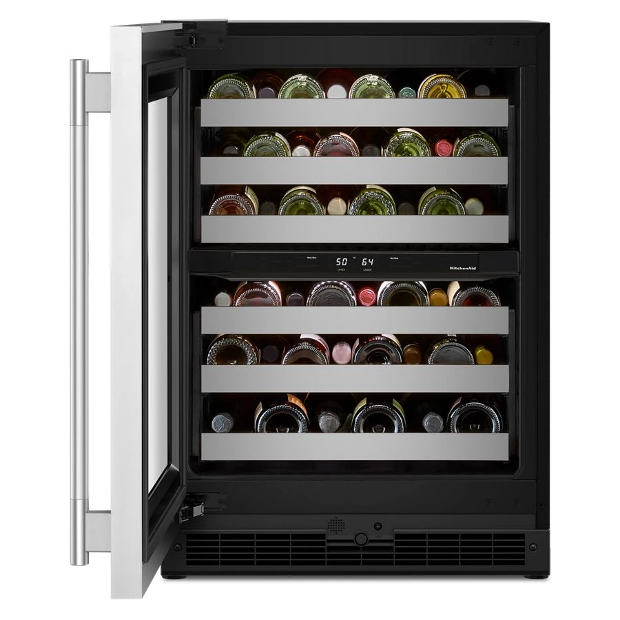 24" Undercounter Wine Cellar With Full-extension Metal-front Racks KUWL324SSB