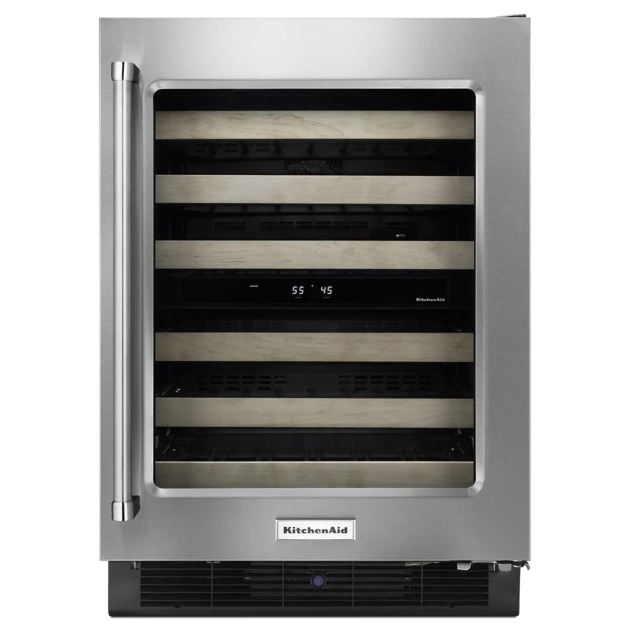 24" Wine Cellar with Glass Door and Wood-Front Racks KUWR204ESB