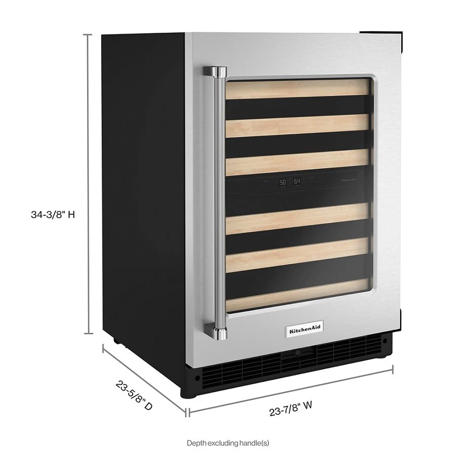 24" Undercounter Wine Cellar With Glass Door And Wood-front Racks KUWR214KSB