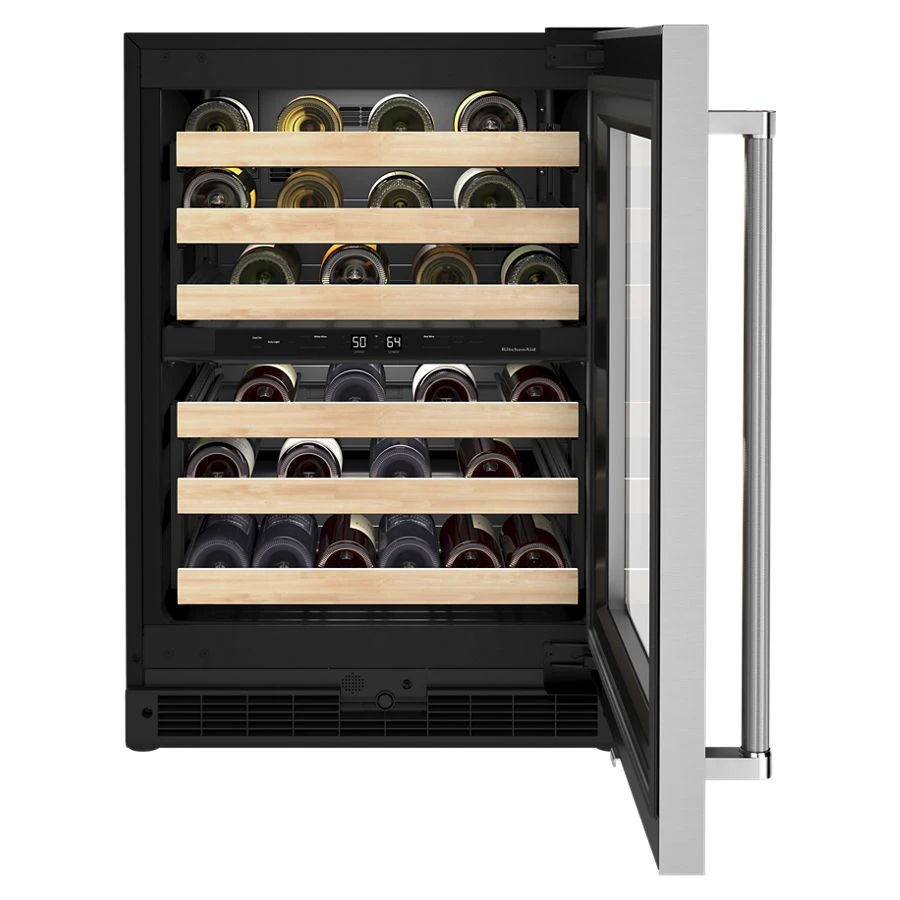 24" Undercounter Wine Cellar with Glass Door and Wood-Front Racks view 5