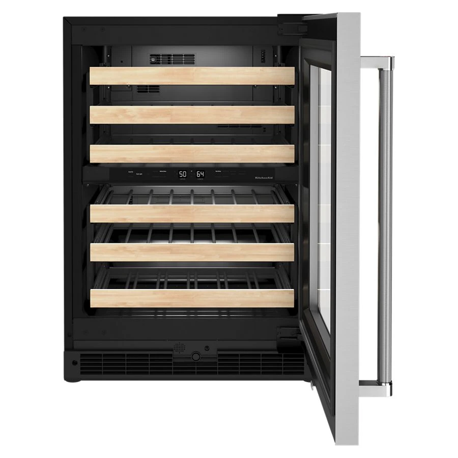 24" Undercounter Wine Cellar with Glass Door and Wood-Front Racks view 4
