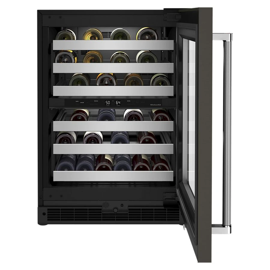 24" Undercounter Wine Cellar with Glass Door and Metal-Front Racks KUWR314KBS