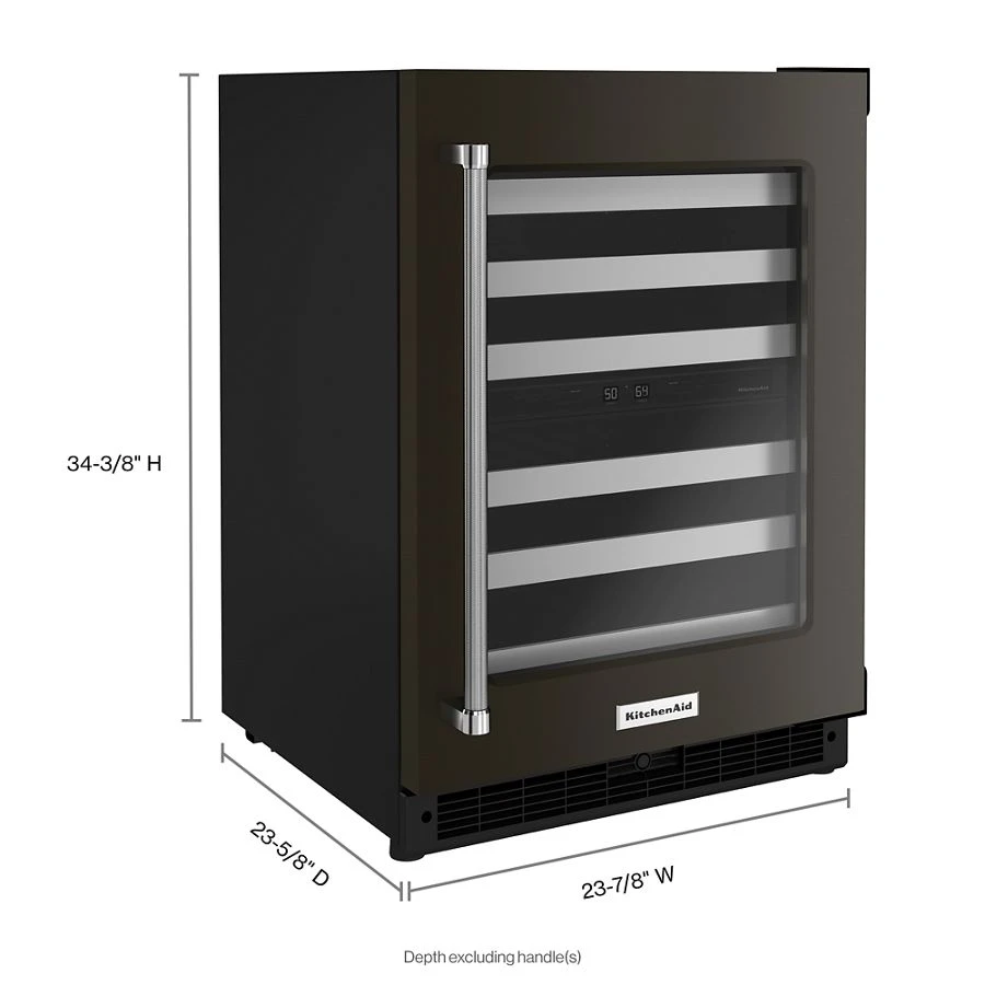 24" Undercounter Wine Cellar with Glass Door and Metal-Front Racks KUWR314KBS