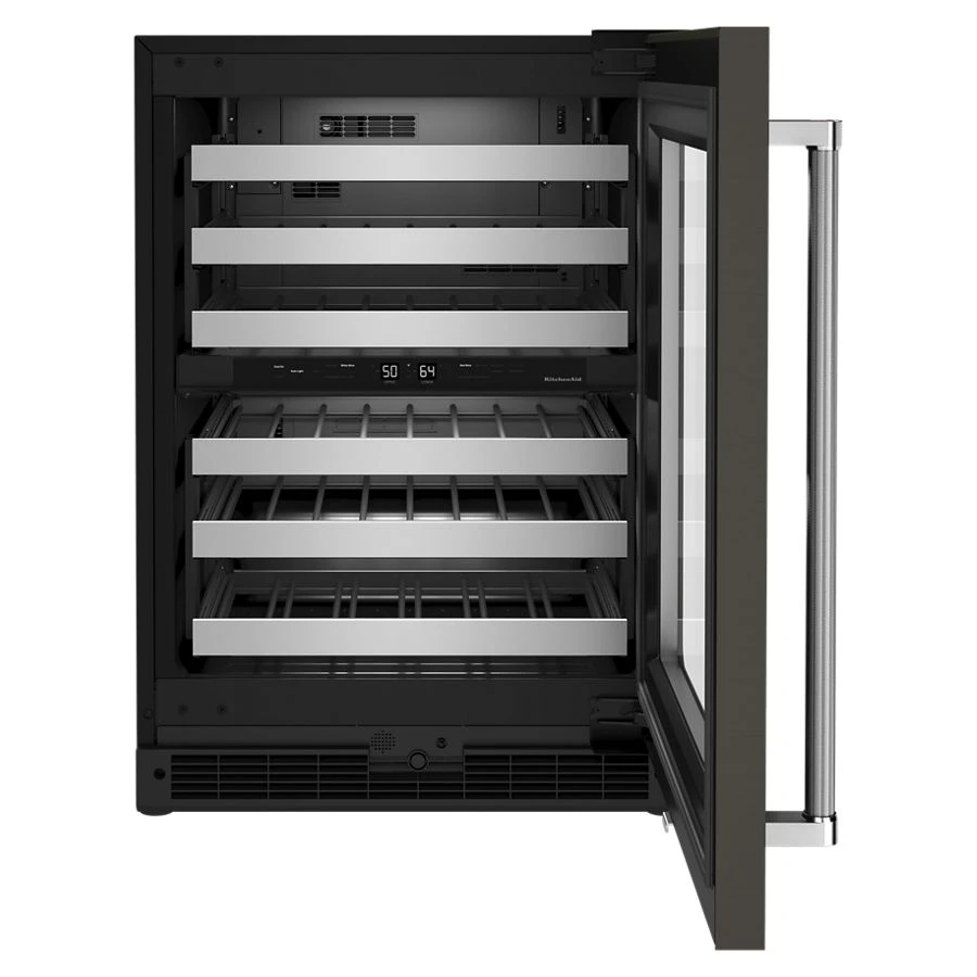 24" Undercounter Wine Cellar with Glass Door and Metal-Front Racks view 4