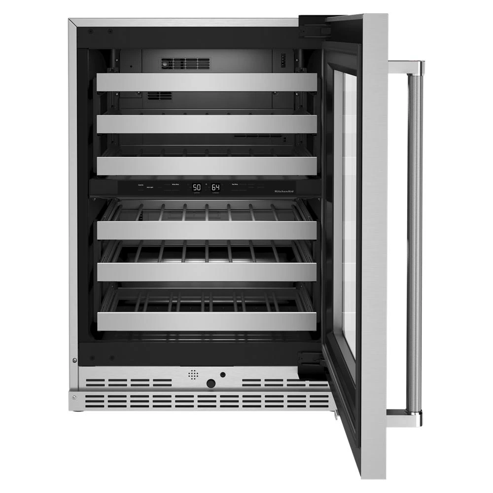 24" Undercounter Wine Cellar with Glass Door and Metal-Front Racks KUWR314KSS