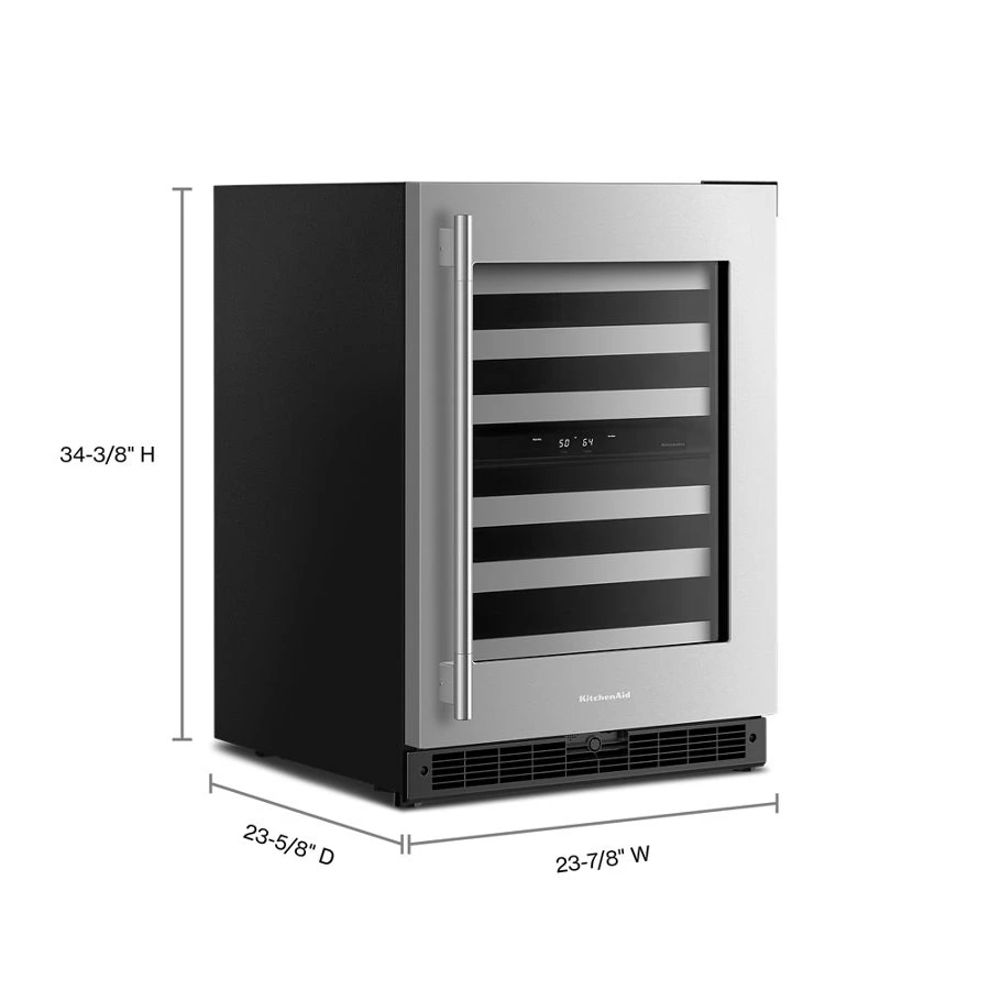 24" Undercounter Wine Cellar With Full-extension Metal-front Racks KUWR324SSB