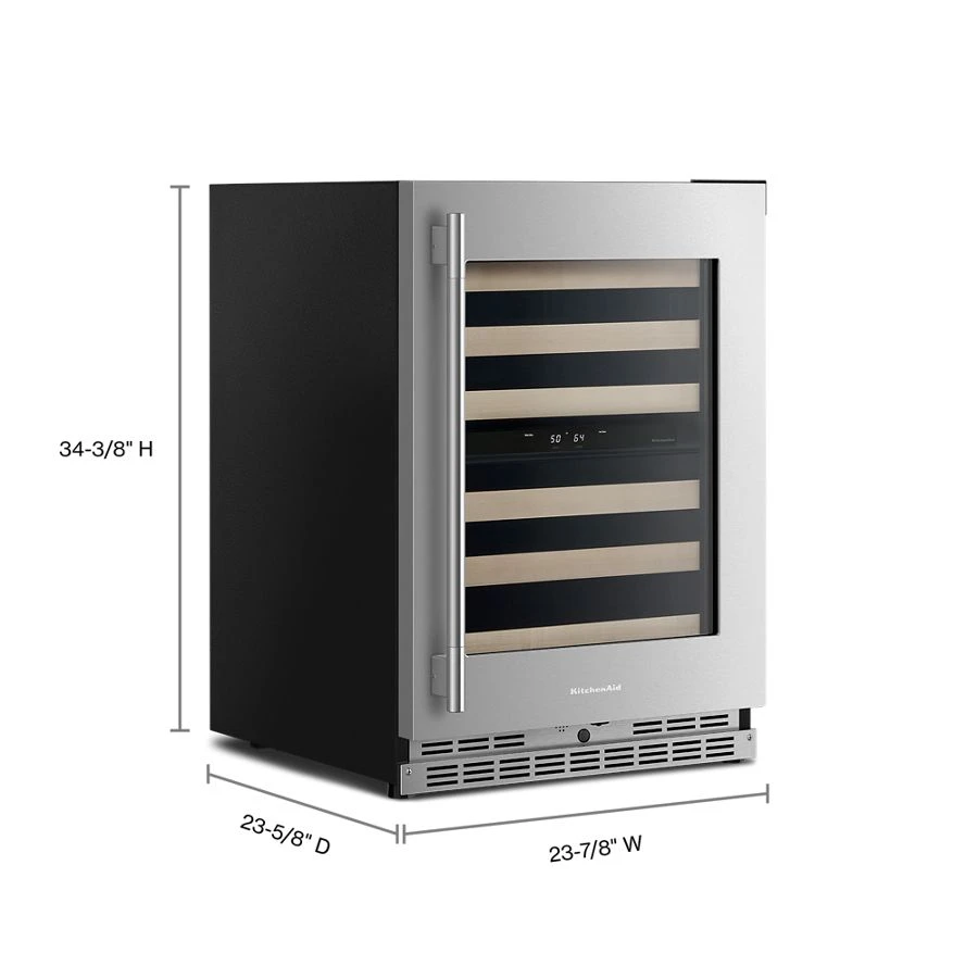 24" Undercounter Wine Cellar With Full-extension Wood-front Racks KUWR524SPS